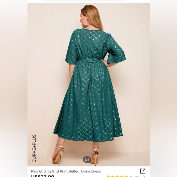 Elegant Teal Maxi Dress with Gold Accents - Picture 4 of 4